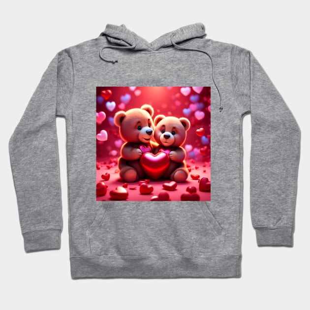 Teddy celebrating Valentines day, randome floating love hearts Hoodie by Colin-Bentham